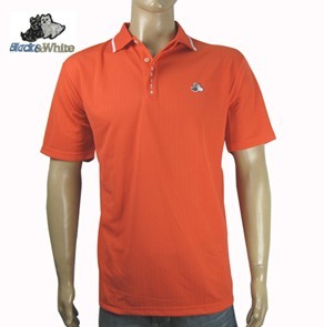 G-4新品★ブラック＆ホワイト★半袖シャツゴルフ★オレンジXL_1