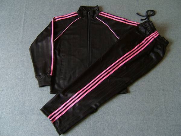 新作★特価Ａ★子供/シャドージャージ上下黒ｘピンク/150_1