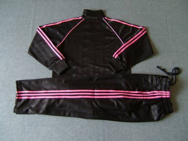 新作★特価Ａ★子供/シャドージャージ上下黒ｘピンク/150_2