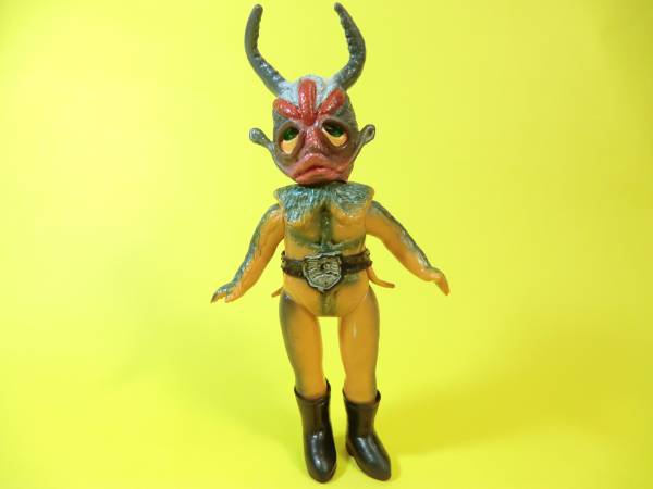 美品 旧バンダイ 当時物 仮面ライダー 怪人 ソフビ 地獄サンダー(仮面 