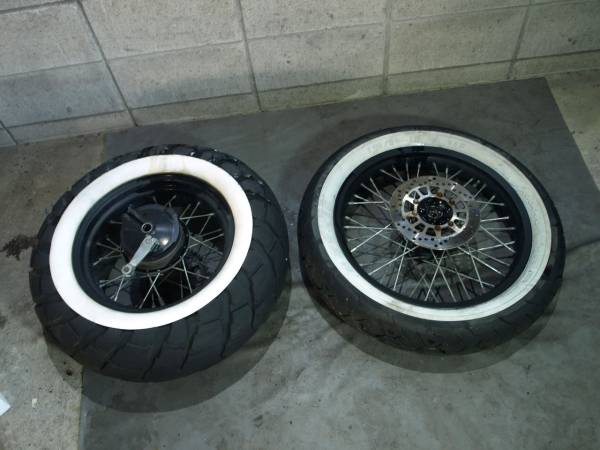 TW200（DG07J)◇前後ホイールSET,ホワイトリボンタイヤ◇検2JL(セット