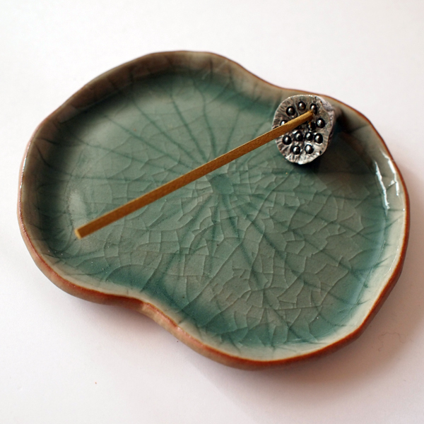 難有！セラドン焼お香立て　蓮ハス　スティックタイプ_1