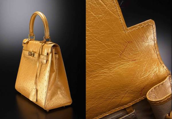 ZA6576*STILE EMME.GI.ERREオーストリッチ*ケリー型ハンドバッグ