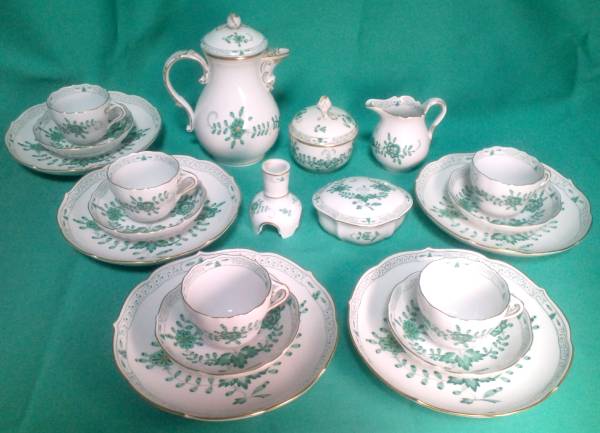 1級美品 マイセン MEISSEN インドの華 グリーン 5人 20点セット_1