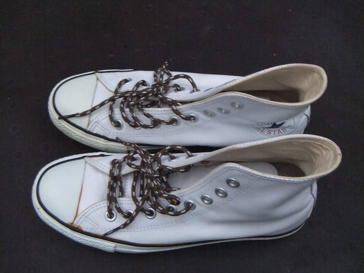 コンバース CONVERSE★26cm レザー ハイカット スニーカー メンズ オールスター US6.0 白 ホワイト 8ホールシューズ ALL STAR