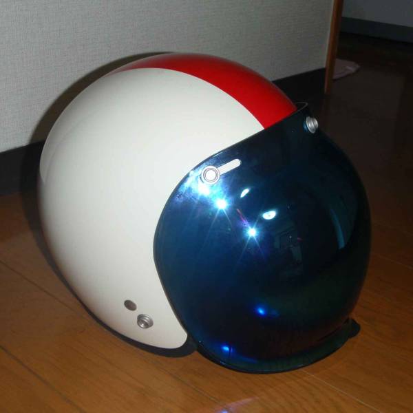ジェットヘルメット 赤/白 ミラーブルーシールド ガッチャマン