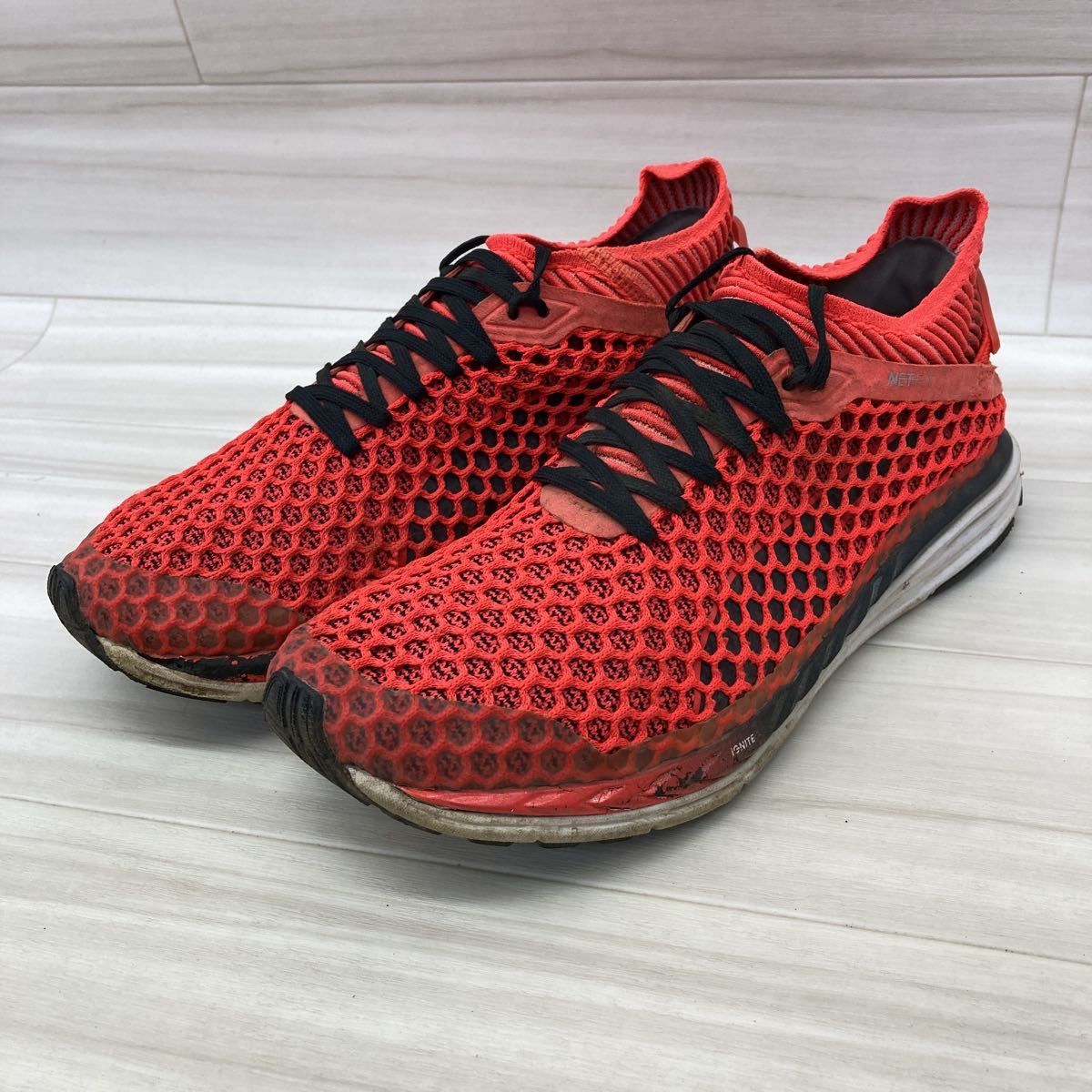 L 353 Puma プーマ イグナイト Netfit ランニングシューズ スニーカー 約 26 5cm オレンジ ブラック メッシュ 26 5cm 売買されたオークション情報 Yahooの商品情報をアーカイブ公開 オークファン Aucfan Com