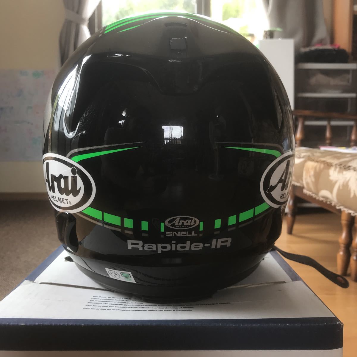 アライヘルメット　カワサキ純正　黒／ライムグリーン | RX-7X アライ ゴースト ライムグリーングッズ紹介］ARAI ライム
