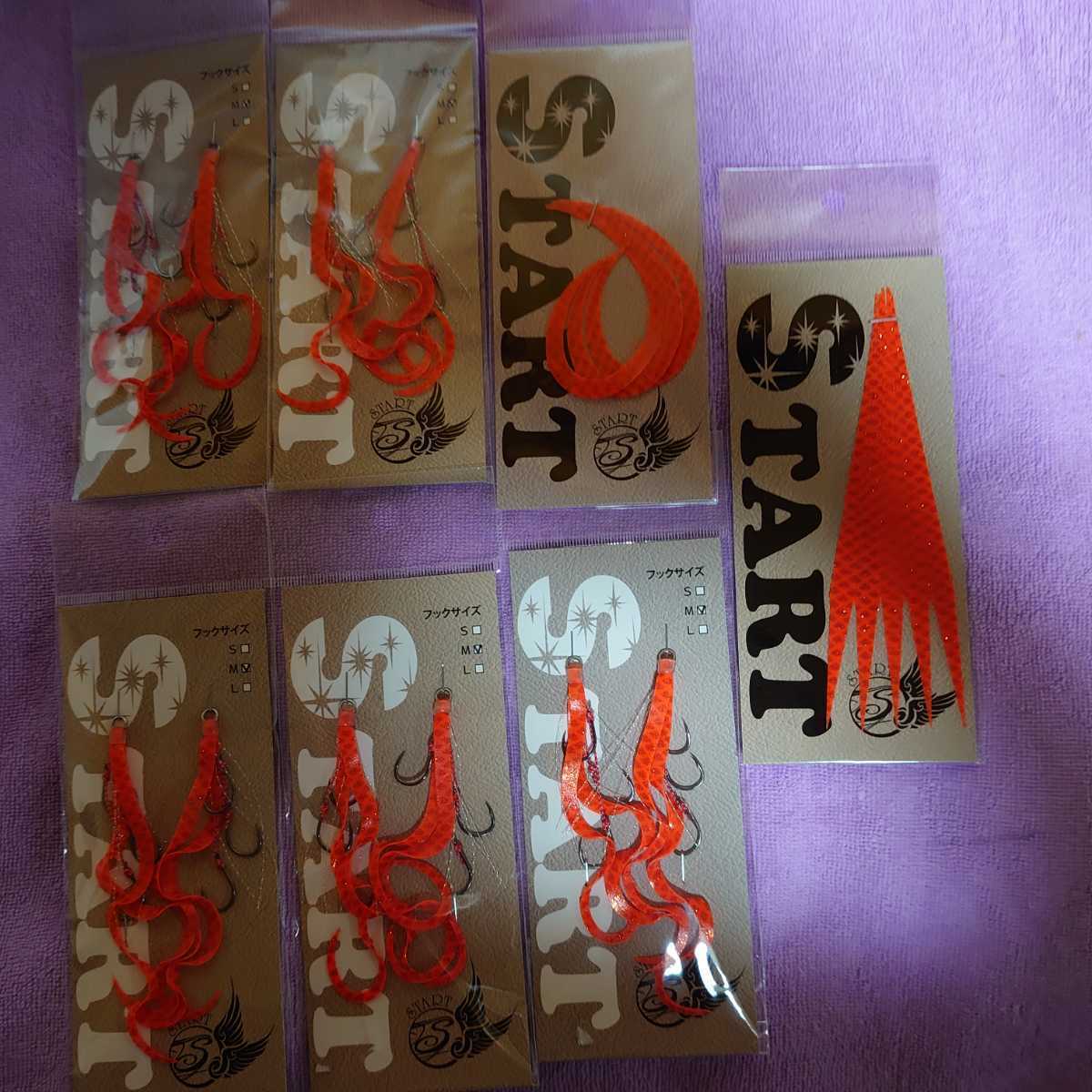START製、スタート製、タイラバ、トリプルフックショートカーリー、フックM、オレンジゴールドスケール５個、ネク送料無料(スマートレター)