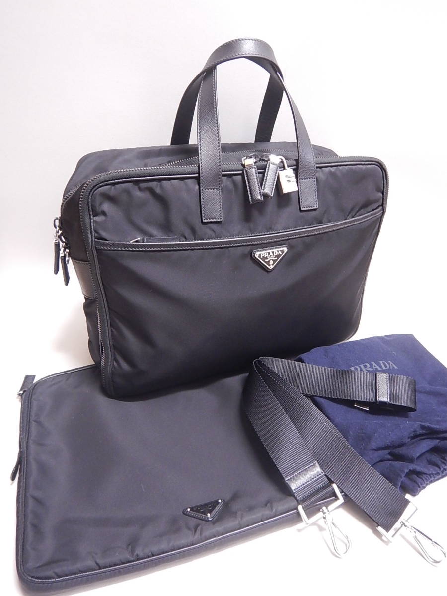 極美品□プラダ PRADA ビジネス バッグ ブリーフ ケース テスート 
