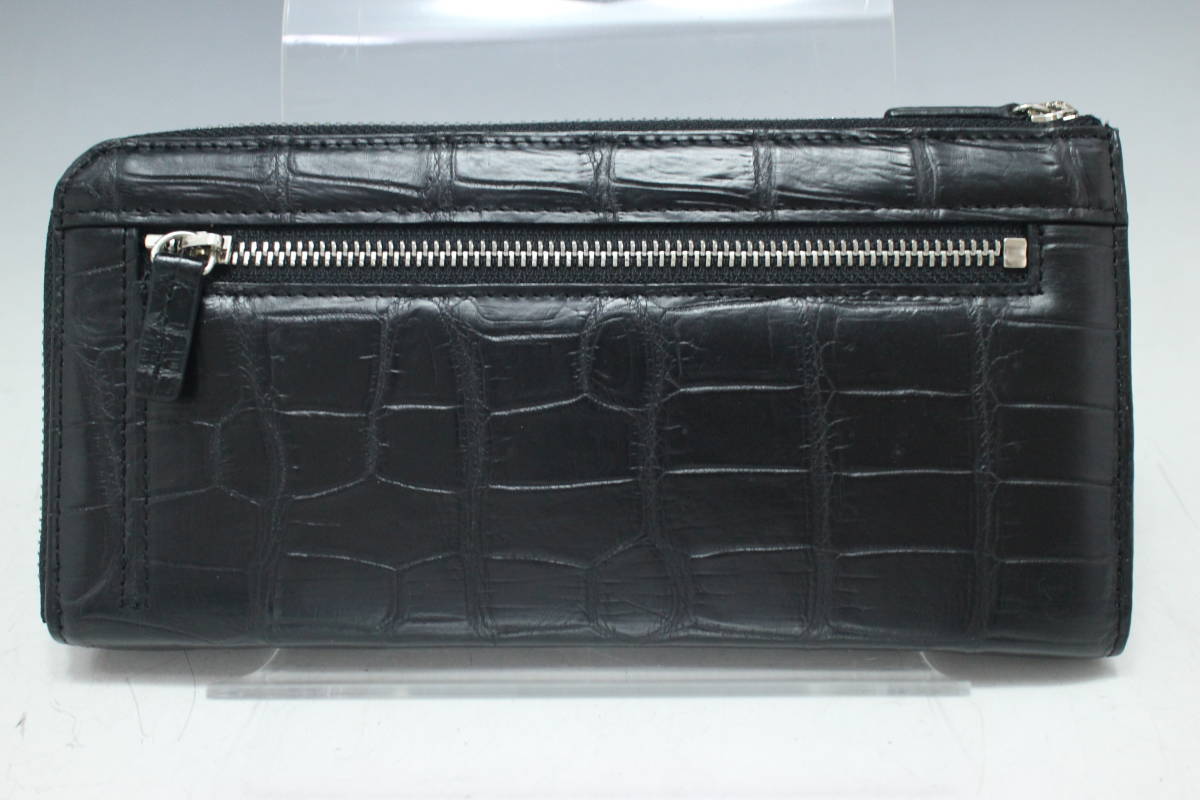1円～新品/定価28万【ヘンローン/マットクロコダイル革】L字ファスナー 