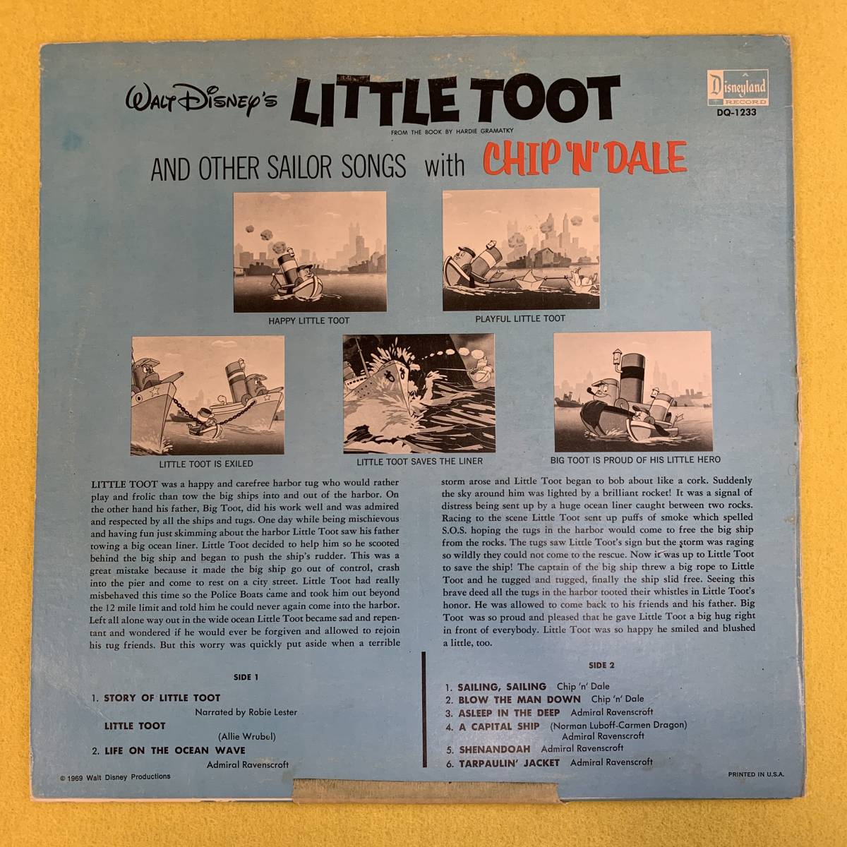 【Walt Disney★ディズニー】1962 Little Toot/Chip 'N' Dale チップとデール★LP レコード・Record・Vinyl★子供・チャイルド★WDP