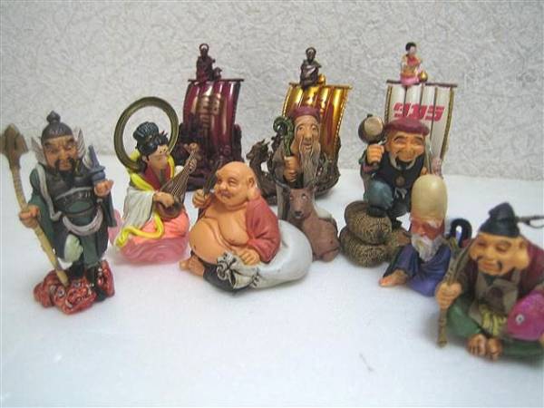 タカラ福神根付七福神フィギュアコレクション彩色宝船3種類海洋(根付