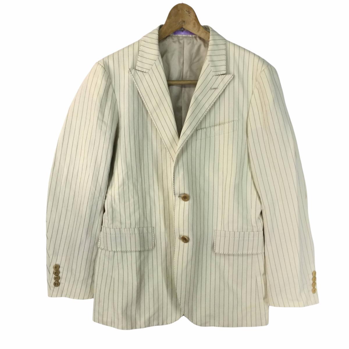 □Paul Smith(ポールスミス) ストライプ テーラードジャケット 麻綿混 