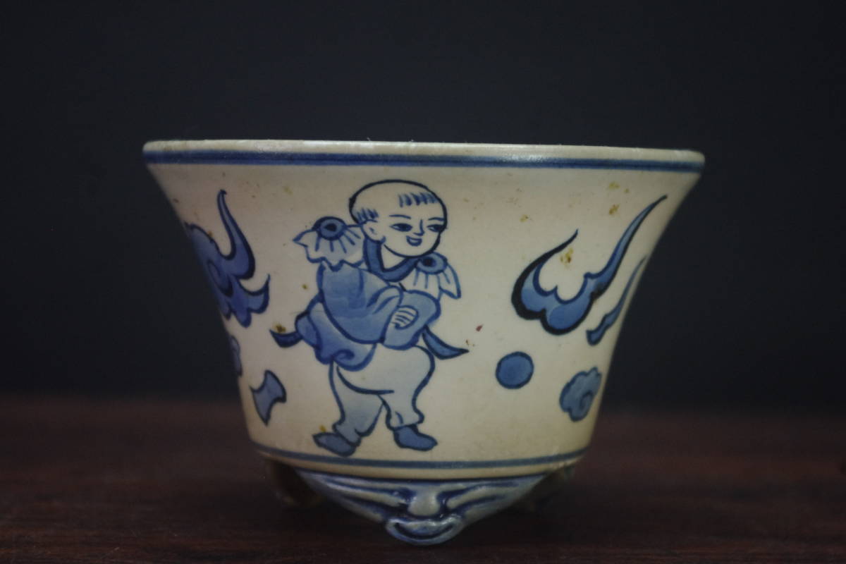 美術品・アンティーク・コレクション 陶翠 風神雷神 長方 盆栽鉢