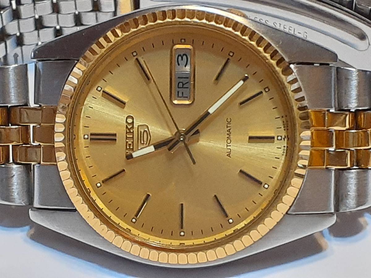 SEIKO 5 AUTOMATIC ツートンカラー 時計 中古 送料無料 0 自動 メンズ 