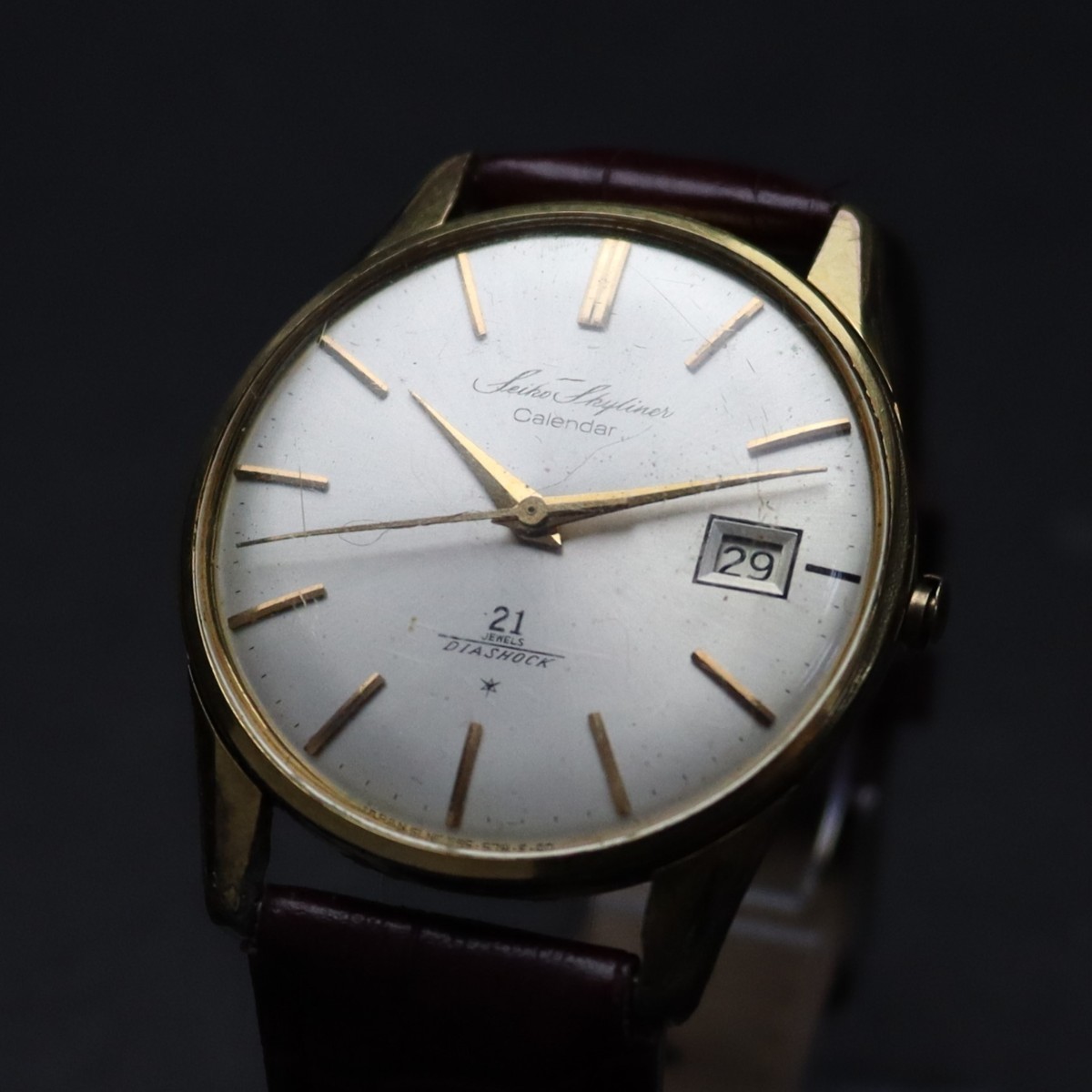 【格安，2025】 SEIKO SKYLINER Calendar セイコー スカイライナー カレンダー J15019 手巻き 初期型 21石 1960年代 デイト 革ベルト メンズ腕時計(セイコー)｜売買されたオークション情報、yahooの商品情報をアーカイ その他