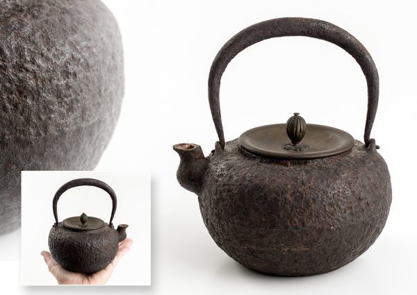 煎茶道具　京屋　本錫製　湯沸　やかん　共箱　M　9385 西】X767煎茶道具 急須盆 純錫円式銚座 辻井蔵苑造 共箱 煎茶道具 共