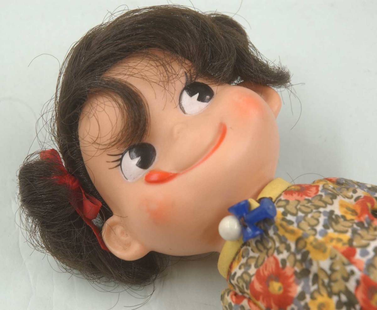 不二家 ペコちゃん ソフビ 着せ替え人形 植毛 当時物 アンティーク 