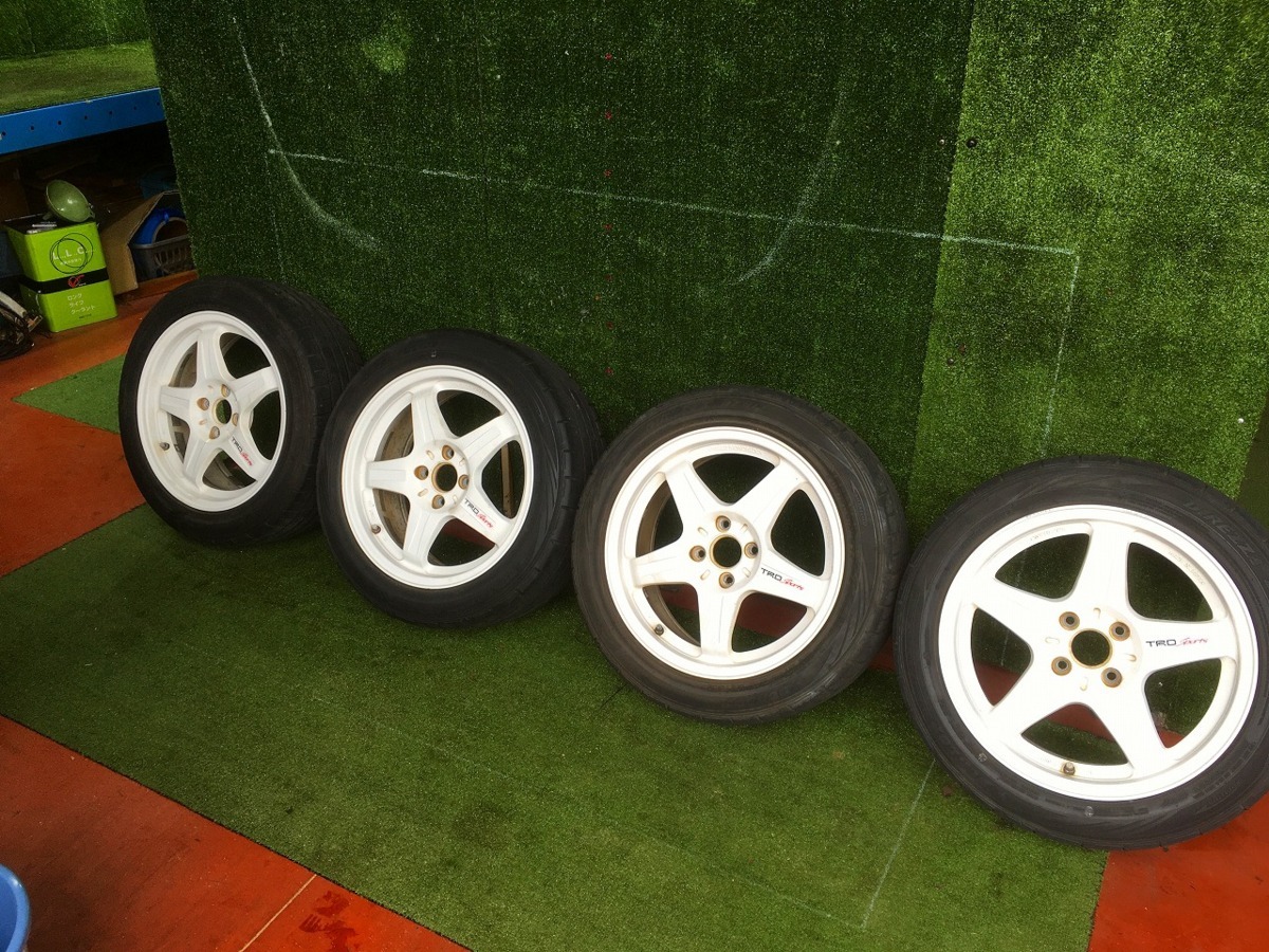 新S管理67240 カローラランクス 外し】★ RAYS 鍛造 軽量 TRD sp T3 16インチ アルミ ホイール タイヤ付 4本 ★7JJ +45 PCD100 4H アクア