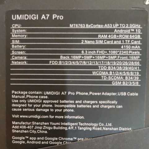 UMIDIGI A7 Pro SIMフリー ジャンク扱い 【公式通販】