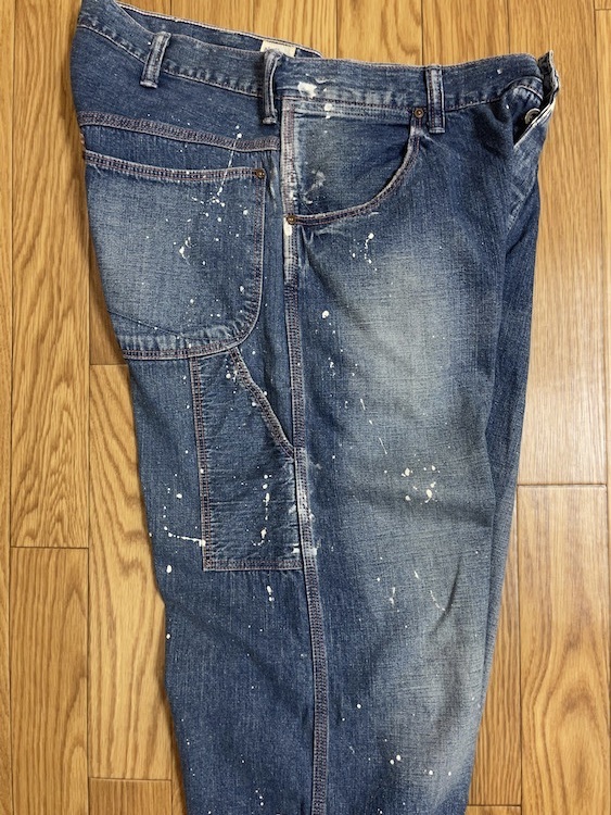 オアスロウ orslow XL - アイボリーペイント加工ペインターパンツ