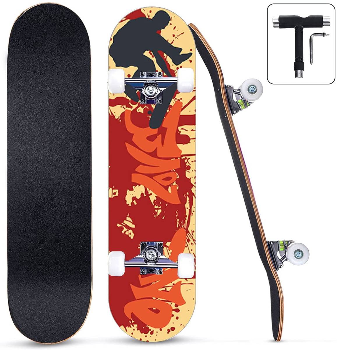 Rouffiel スケートボード 31インチ 超静音ABEC-9製ベアリング 95Aウィール採用 人用 初心者向 誕生日やクリスマスのプレゼントに