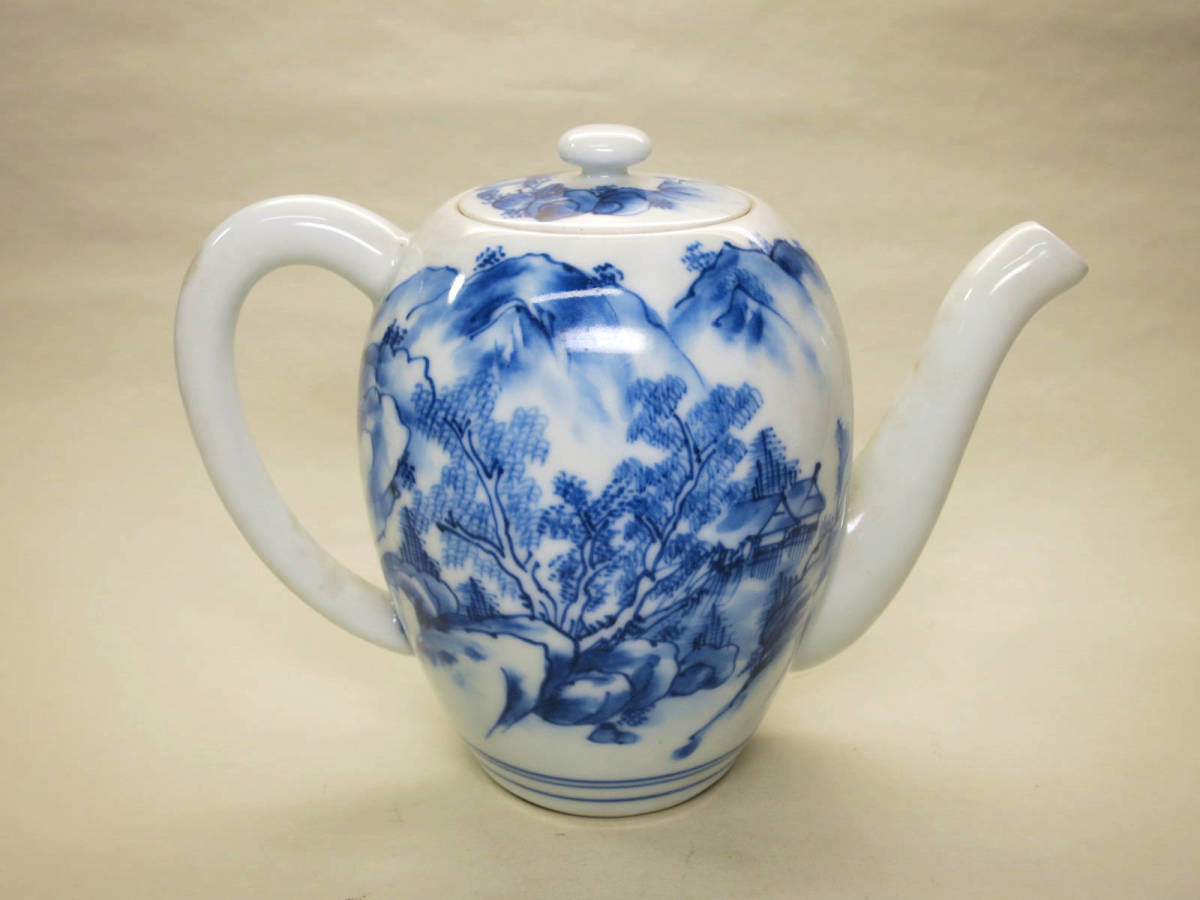 陶磁器 骨董大好き§ 泰之造 京焼染付山水画水注 希少良品 京都 平安 煎茶道具