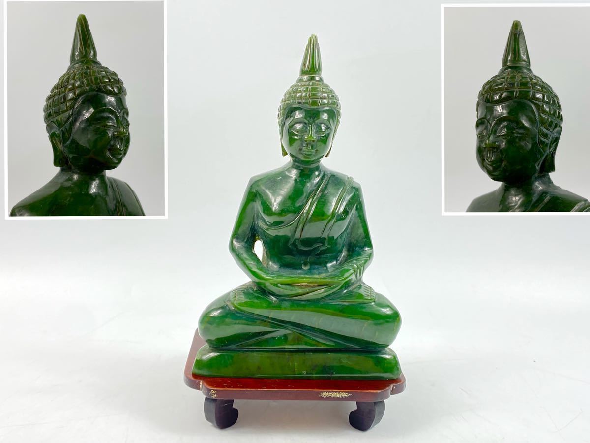  朝 仏教美術 仏像 和田玉碧玉 翡翠 置物 天然石保証 高17.7cm(仏像)｜売買されたオークション情報、yahooの商品情報をアーカイブ公開 - オークファン 仏像