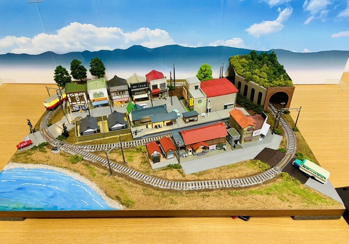 鉄道模型 Nゲージ ジオラマ 卓上レイアウト 昭和の街 電動ポイント