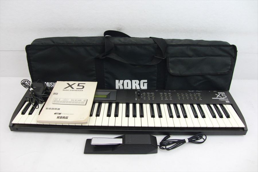 korg x5 シンセサイザー　中古品 ▽ KORG コルグ X5 シンセサイザー ソフトケース付き 中古 現状品
