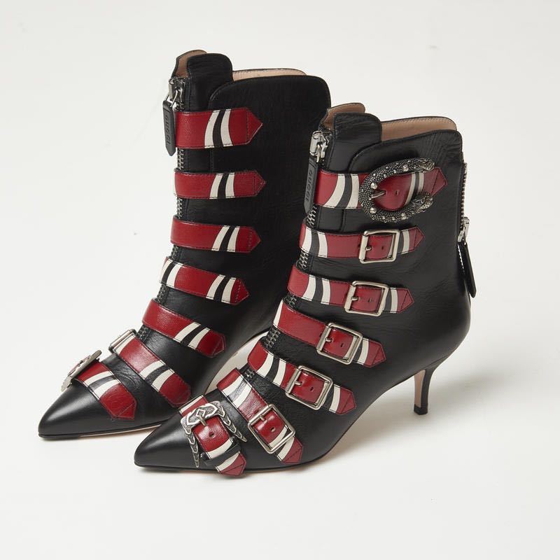GUCCI グッチ キングスネーク アンクルブーツ レザーブーツ ヒール 