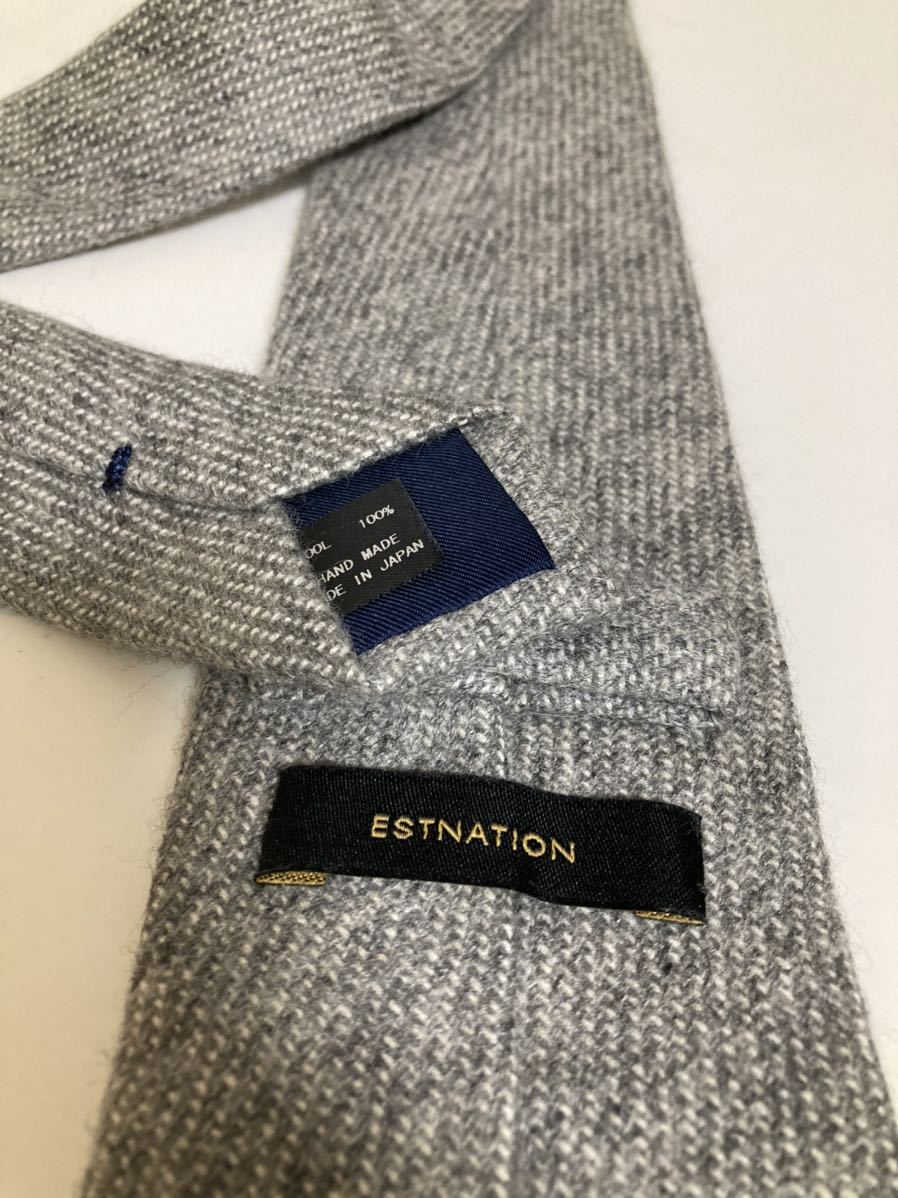 【美品】エスタネイション　ウールタイ　 ESTNATION ネクタイ　ライトグレー　ウール100%