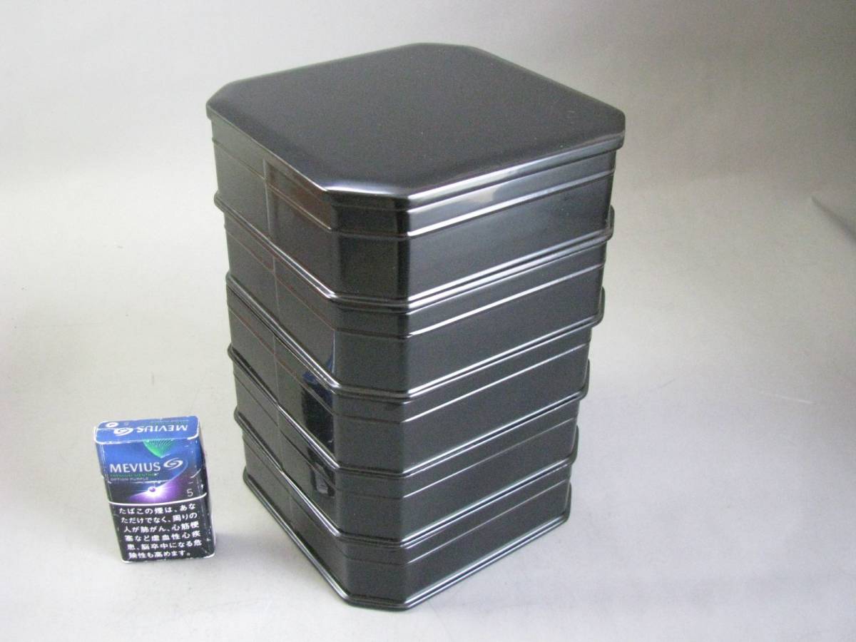 ☆茶道具☆縁高・真塗・五段重☆北村葵春☆共木箱☆木製漆器☆中古品