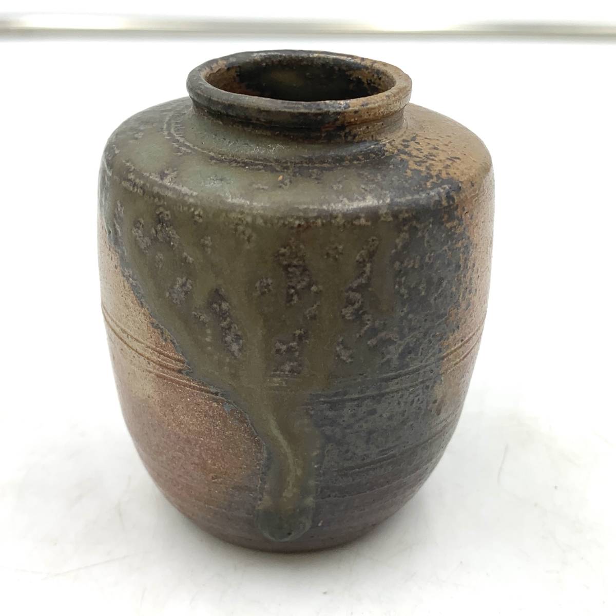 茶器『瀬戸 肩衝茶入 万葉華文 仕覆 加藤留助』茶道具 現状品 A-223