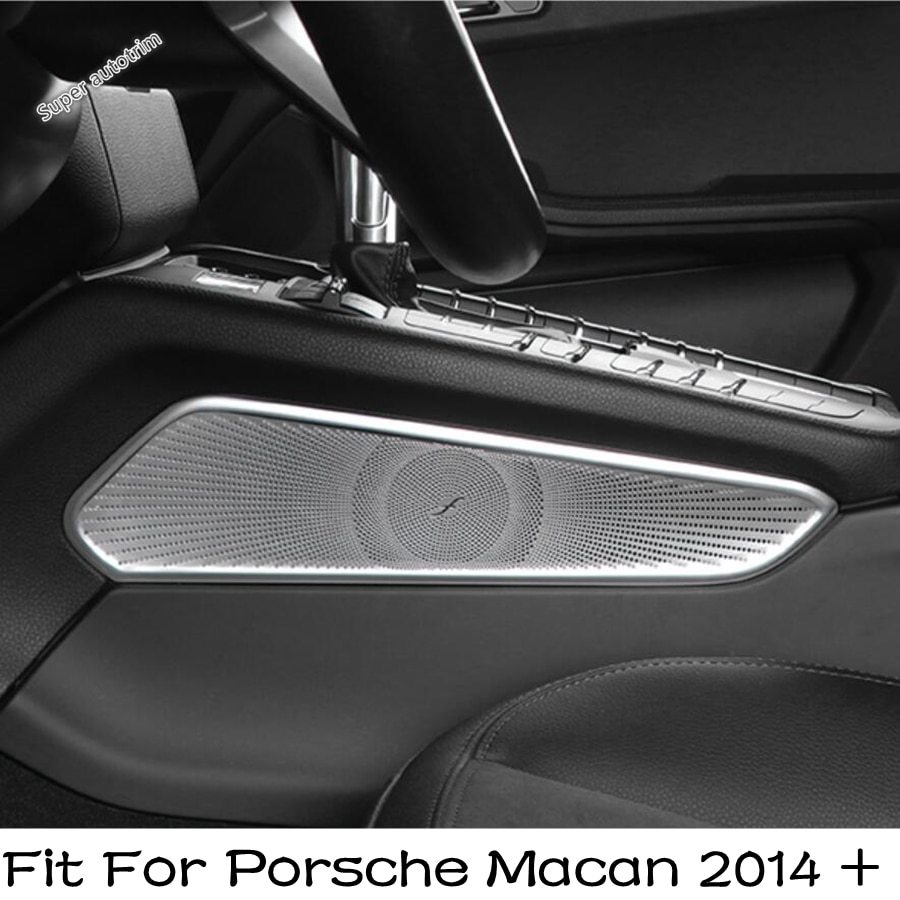 スピーカーカバー 新品 ポルシェ マカン 2014-2020 ステンレス 2pcs 車 内装 装飾 パーツ 中央 センター 交換 カバー カスタム 人気_1