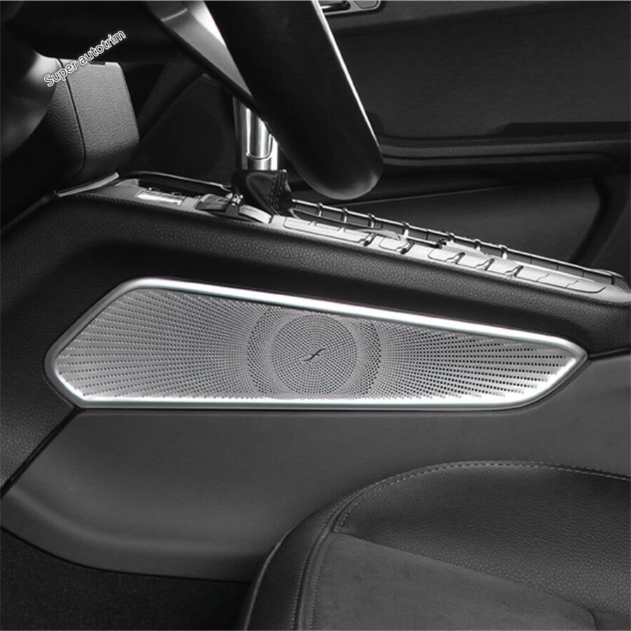 スピーカーカバー 新品 ポルシェ マカン 2014-2020 ステンレス 2pcs 車 内装 装飾 パーツ 中央 センター 交換 カバー カスタム 人気_3