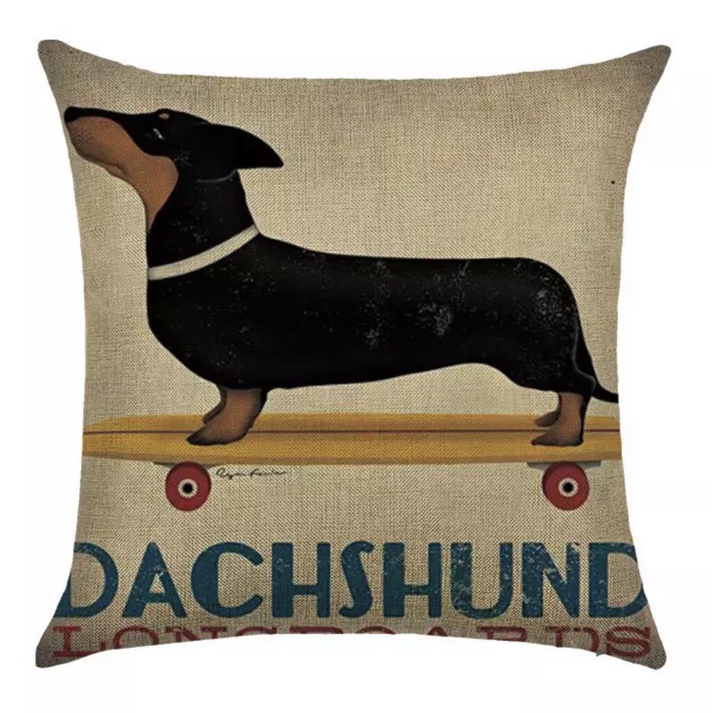 犬 クッションカバー 動物 アニマル ダックス 犬雑貨 動物柄 愛犬グッズ 可愛い ダックスフンド 犬グッズ かわいい 犬柄 デザイン おしゃれ 雑貨