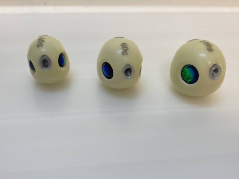 【60ｇ、80ｇ、100ｇ】タイラバTGヘッド タングステン （蓄光・蛍光・グロー）フリースライド 保護チューブあり 誘導式_1