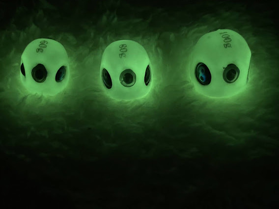 【60ｇ、80ｇ、100ｇ】タイラバTGヘッド タングステン （蓄光・蛍光・グロー）フリースライド 保護チューブあり 誘導式_2