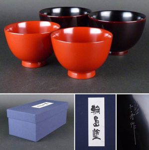 都屋】19 松本千舟堂 造 極上本堅地「山水蒔絵 輪島塗 吸物椀 五客」共 