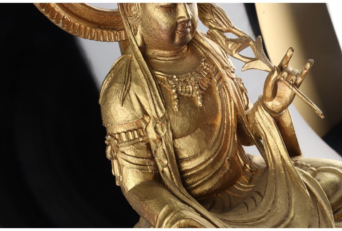 URA]木彫金彩般若教仏像/64cm/7-j-160(検)骨董/仏像/仏教/宗教/神社