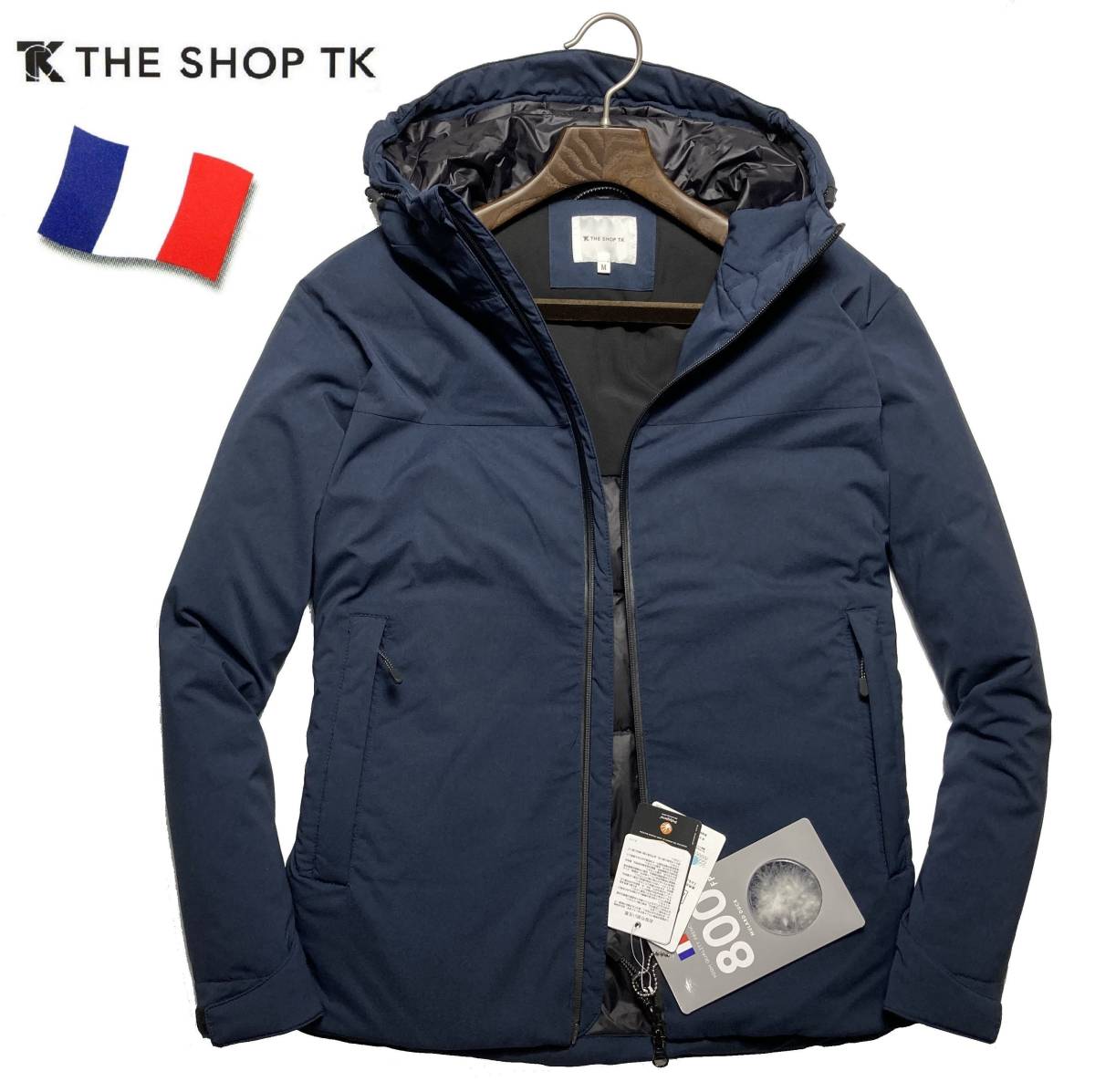 52895 新品▼ タケオキクチ　THE SHOP TK　８００ＦＰ フランス産 高品質ダウン　帝人社 ミノテック　止水ＺＩＰ　ダウンジャケット　紺(L)