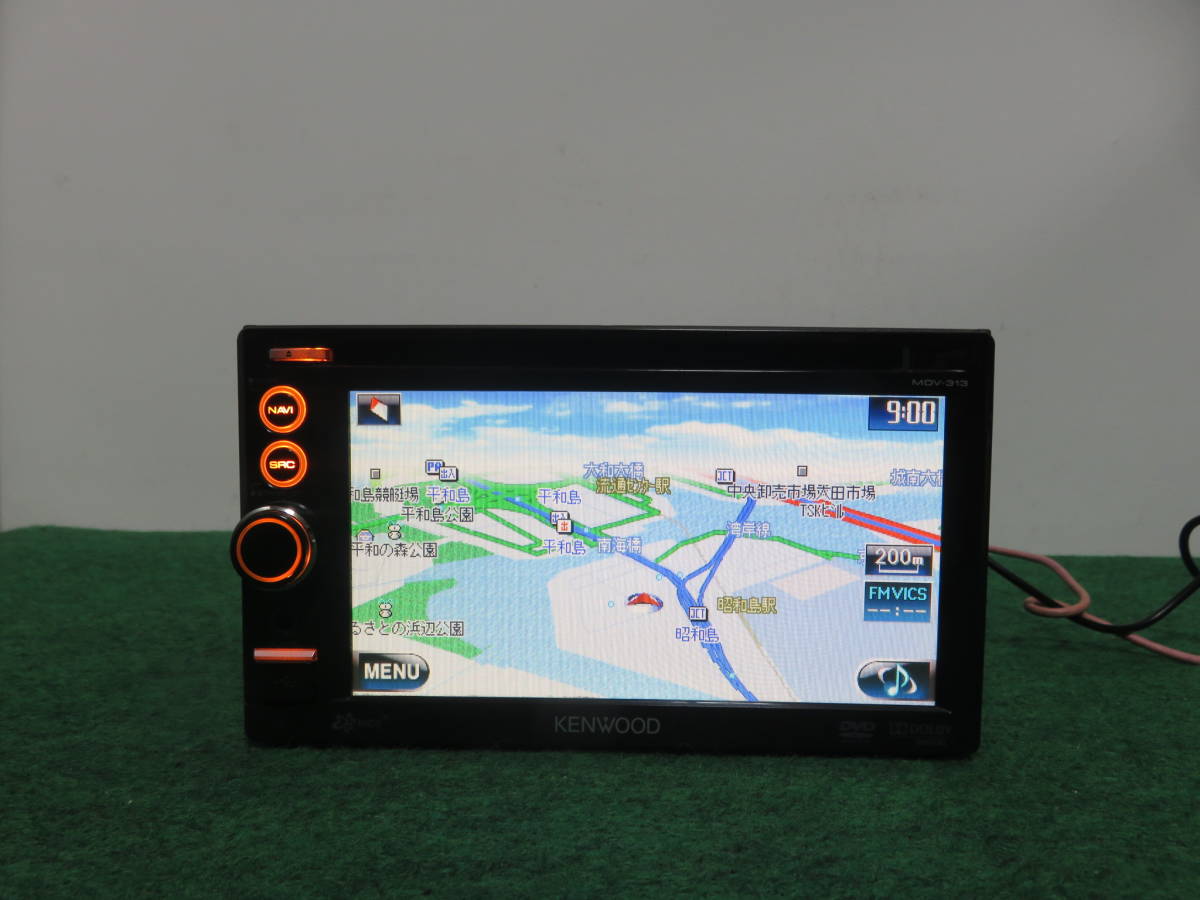 R397 動作品保証付/ケンウッド メモリーナビ /MDV-313 DVD CD再生 USB　TVワンセグ地デジ　本体のみ