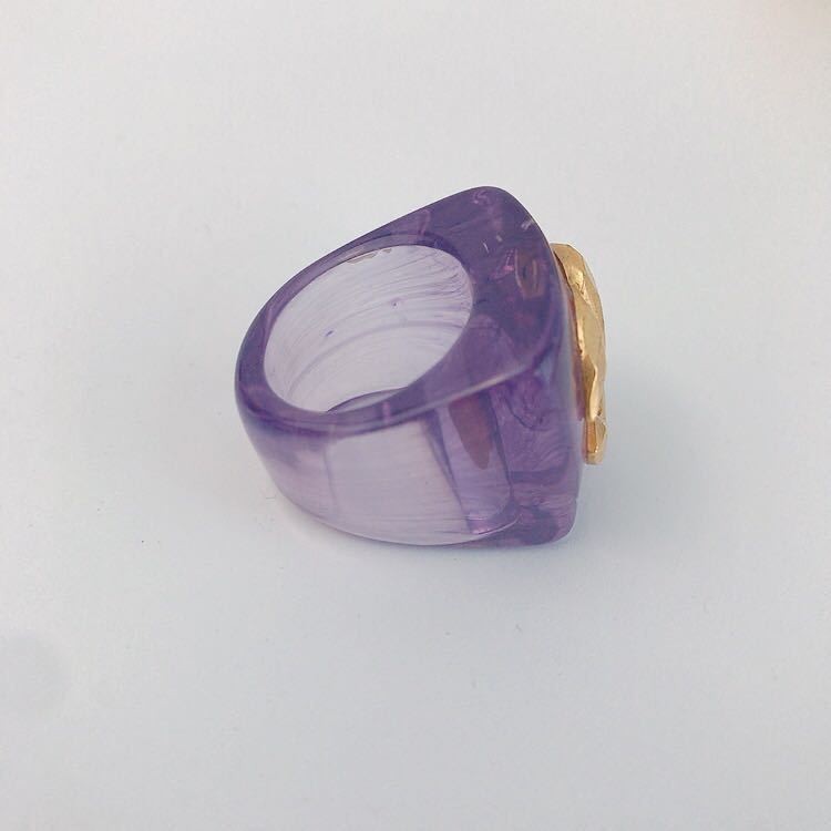 1円スタート CHANEL シャネル リング　指輪　プラスチック パープル　ココマーク CHANEL シャネル リング マリッジリング コレクション 買取専門店さすがや