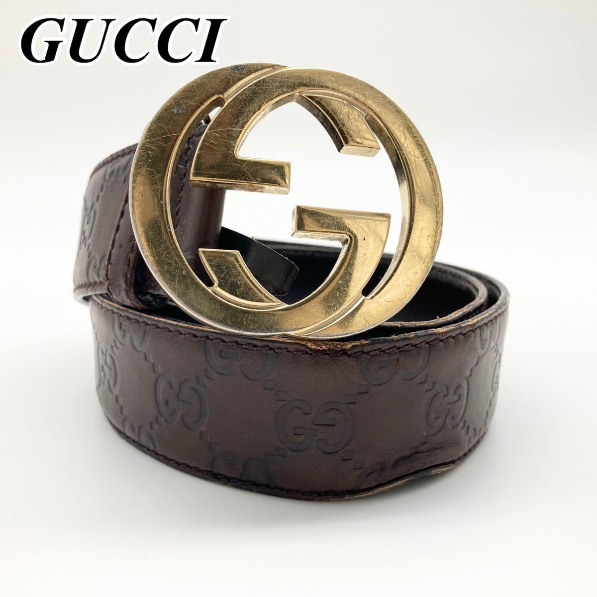 格安，爆買い GUCCI ベルト GGシマ レザー インターロッキングG