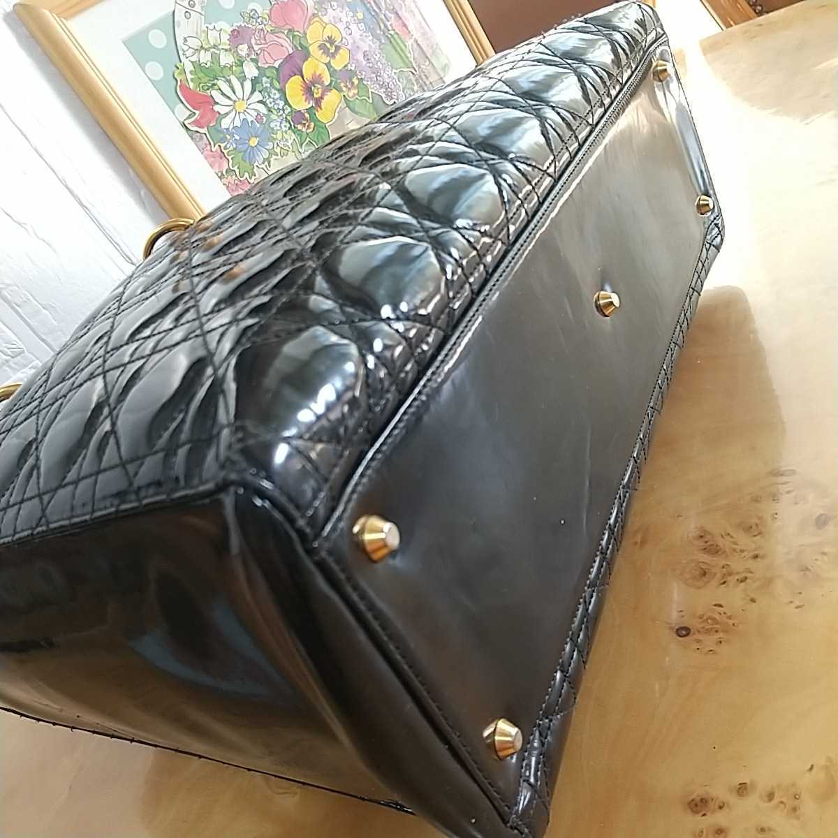 Christian Dior*レディディオールパテントレザーカナージュハンドバッ 
