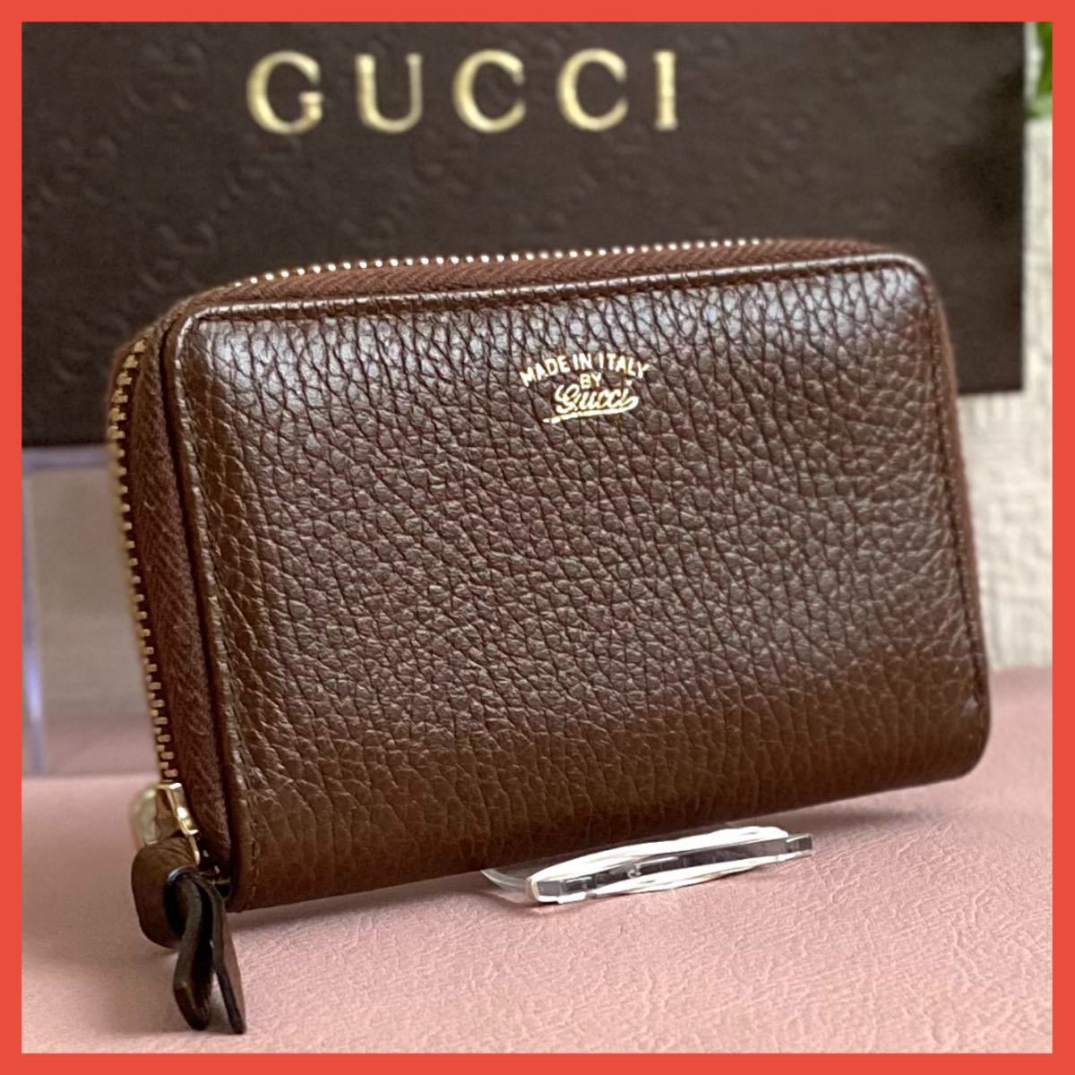 本物保証】大人気 美品 GUCCI ロゴ ラウンドファスナー コインケース 