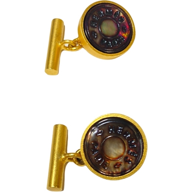 HERMES エルメス　セリエカフスボタン　ゴールド/ブラックシェル　美品① 新作入荷，セール HERMES エルメス セリエ ブラックシェル カフス