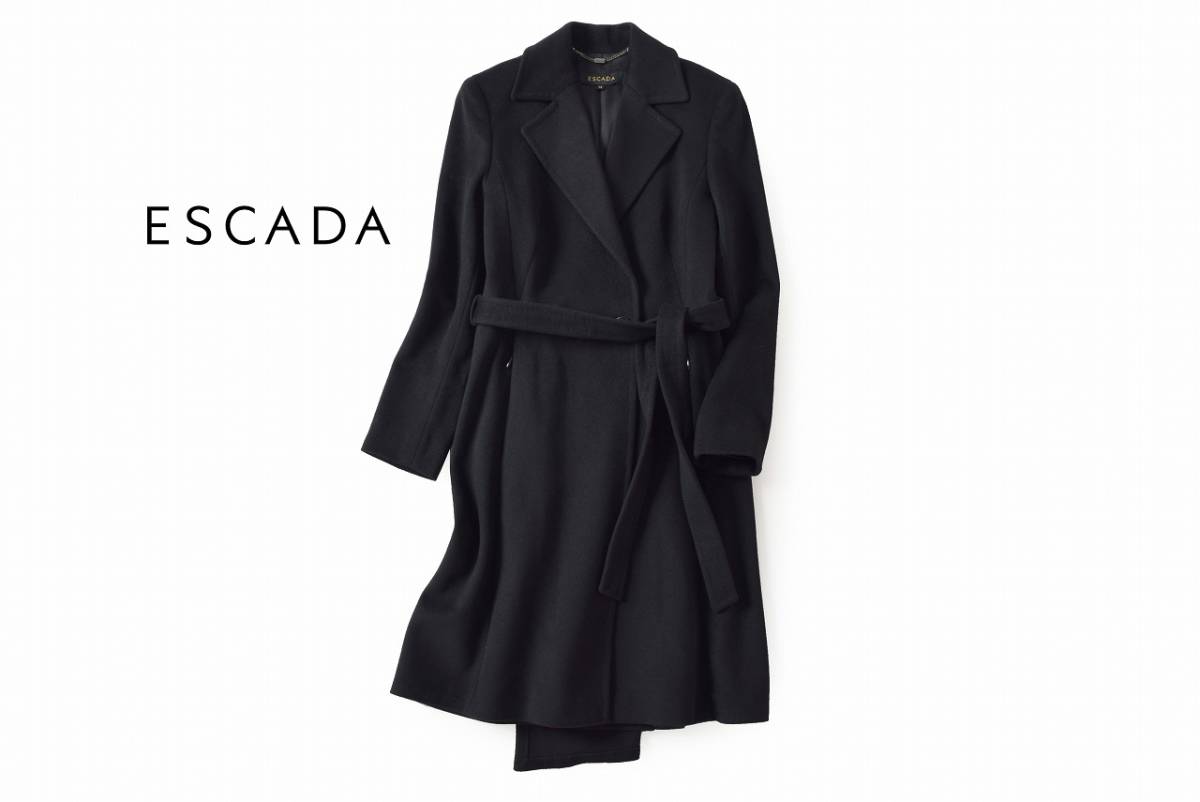 美品★ESCADAエスカーダ30万★34size/7-9号★コート黒Y209